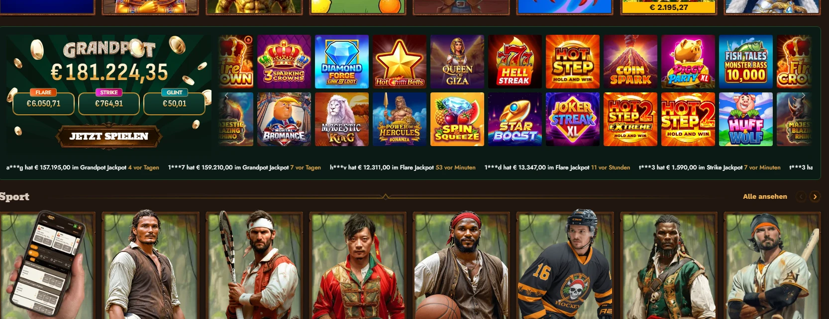 Progressive jackpot counter at Fatpirate displaying a rising prize amount